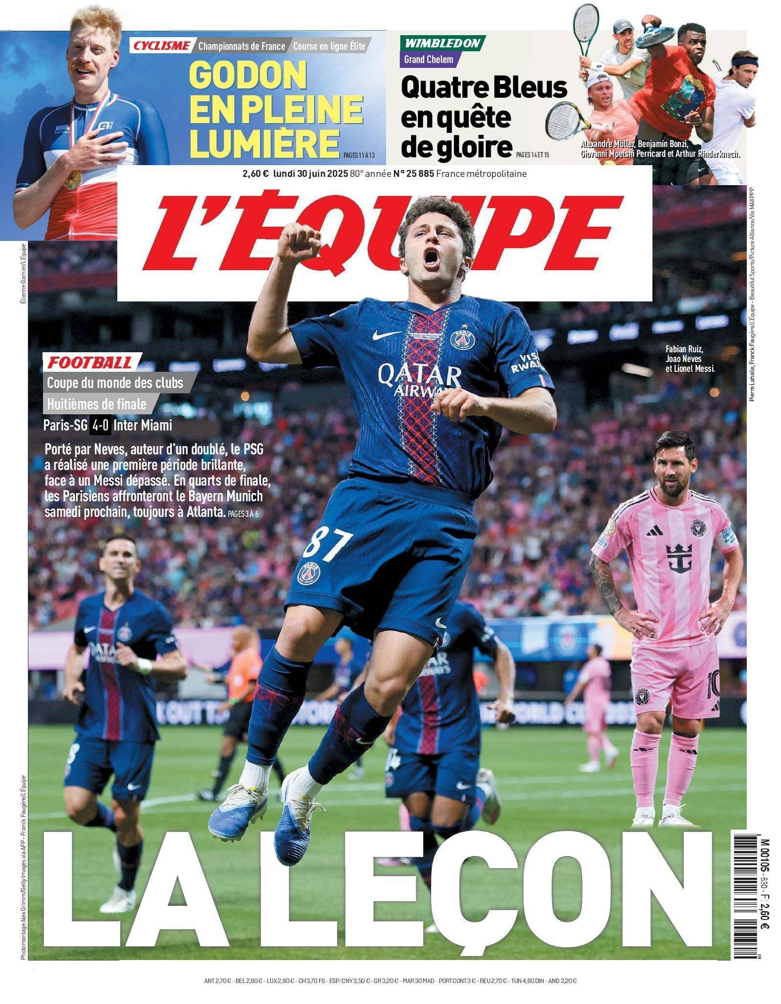 队报挖苦梅西：又在巴黎球员奔跑时散步 养老队从未给人赢球幻觉